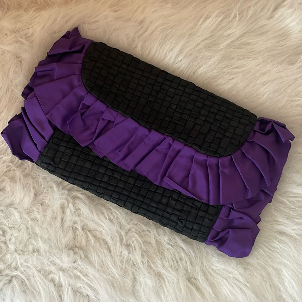 Maria La Rosa Lettera Plisse Ruffled Silk Clutch brand new with tags